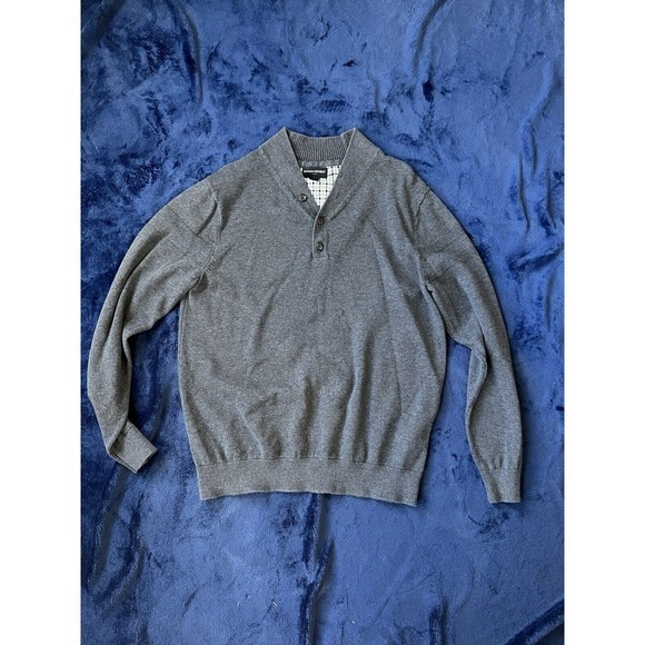 Banana‎ Republic 3 Button Collared Pullover Sweater Cotton Gray Men's Size L - Picture 1 of 6
